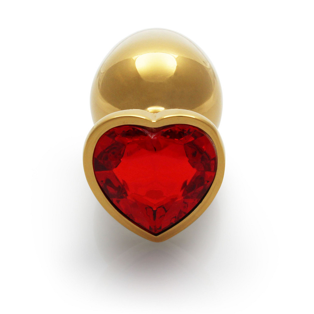 Металическая анальная пробка Heart Gem, размер M, золотисто-красная Ouch! (Нидерланды) Sex Aura Киев - изображение 3