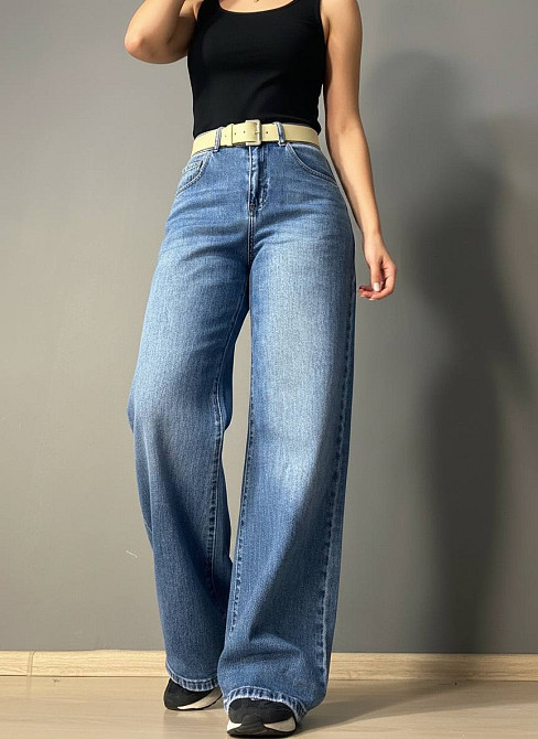 Джинси жіночі Vanver 2007 палаццо широкі з поясом сині, синій, 31, 31, 85 см, 115 см Київ - фото 9