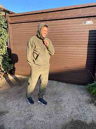 Мужской теплый костюм двойка: кофта и штаны двусторонний флис Полар Хаки, 48/50 Одесса