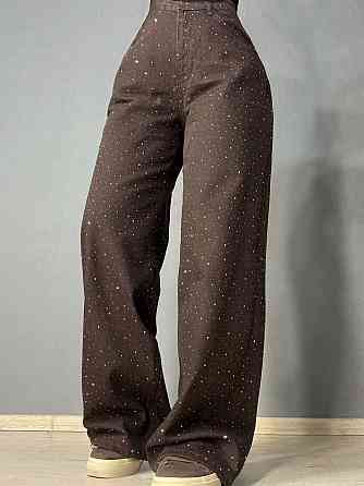 Джинси жіночі Dk-49 1720 Palazzo Baggy з камінцями широкі коричневі, коричневий, 38, 38, 77 см, 112 см Київ