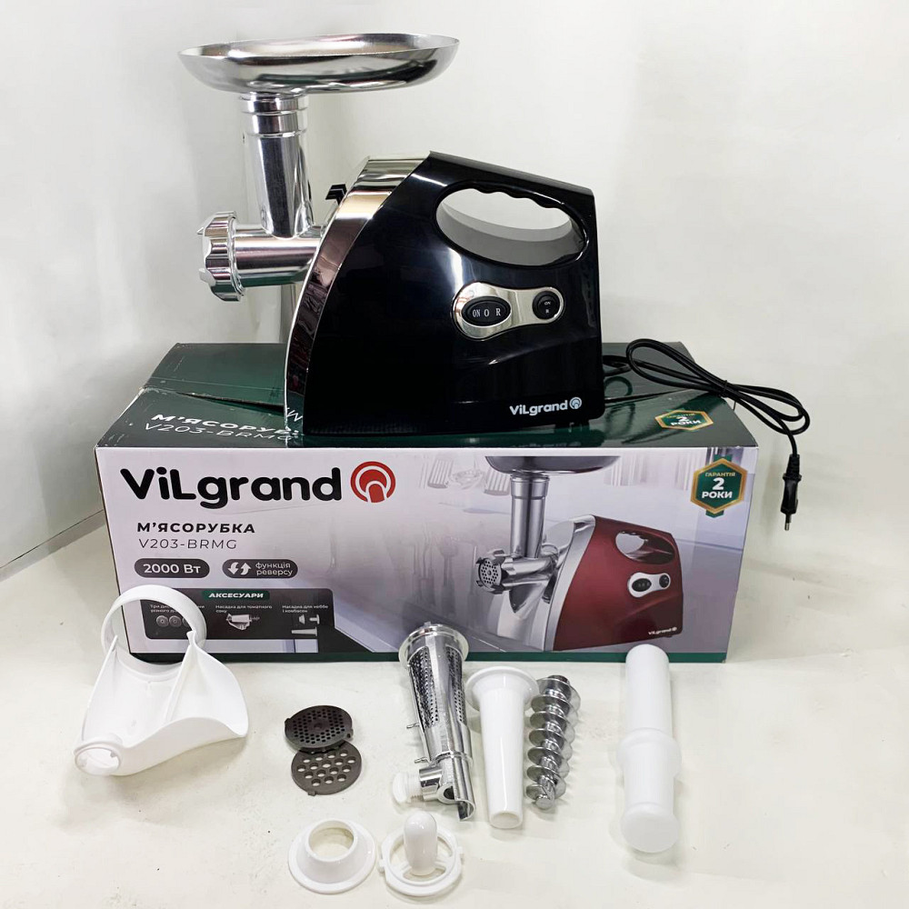 М'ясорубка з решіткою для фаршу ViLgrand, Електром'ясорубка 5 насадок Шнекова електро м' WG-15 Івано-Франківськ - фото 1