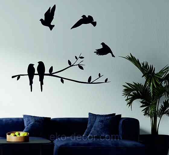 Декоративное настенное Панно «Птички», Декор на стену 110*43 см, Черный Киев