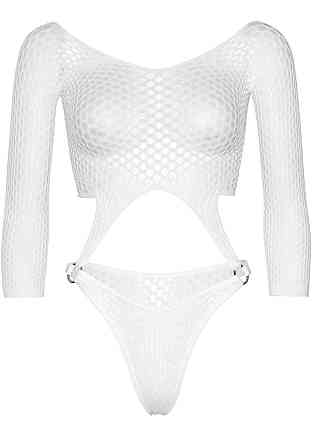 Еротичне боді Leg Avenue Top bodysuit with thong back White Sex Aura Київ