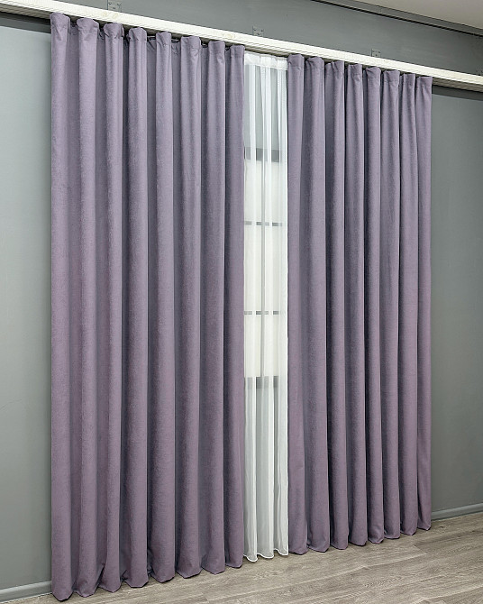 Комплект готових штор VR-Textil Мікровелюр Petek № 1493ш Лавандовий 150х280 см 2 шт (33-0573) Київ - фото 4