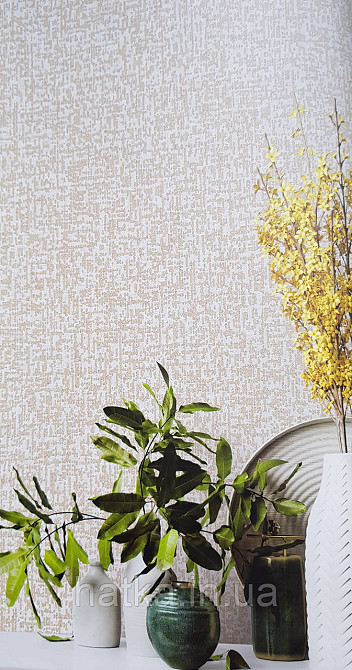 Шпалери вінілові на флізеліні AdaWall Roka 1.06х10 точки смужки абстракція золотисті на молочному 23109-4 Київ - фото 1