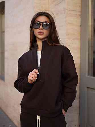 Жіночий теплий повсякденний костюм вільного крою турецька тринитка на флісі Одеса