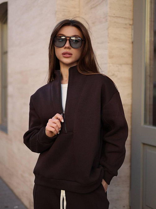 Жіночий теплий повсякденний костюм вільного крою турецька тринитка на флісі Одеса - фото 6