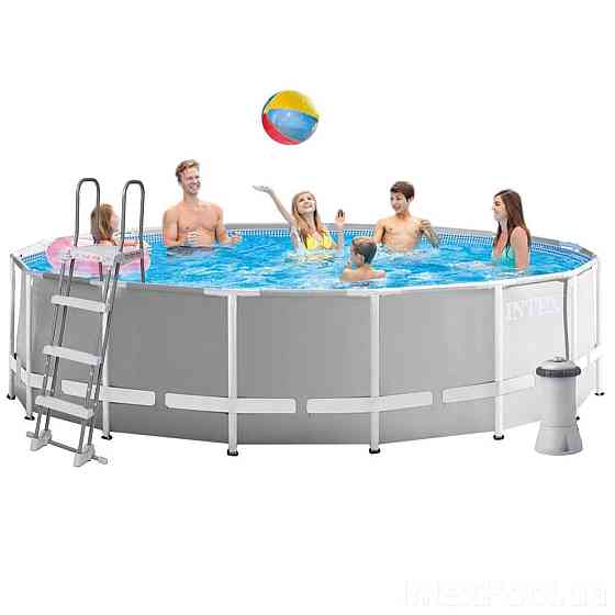 Каркасный круглый бассейн Intex 26726, 457 x 122 см. с фильтр-насосм,лестницей,тентом и подстилкой Киев