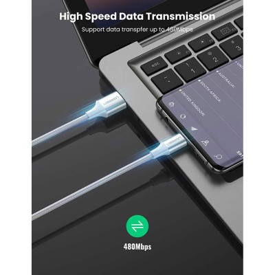 Дата кабель USB 2.0 AM to USB-C 0.5m 3A US288 white Ugreen (60130) Вінниця - фото 4