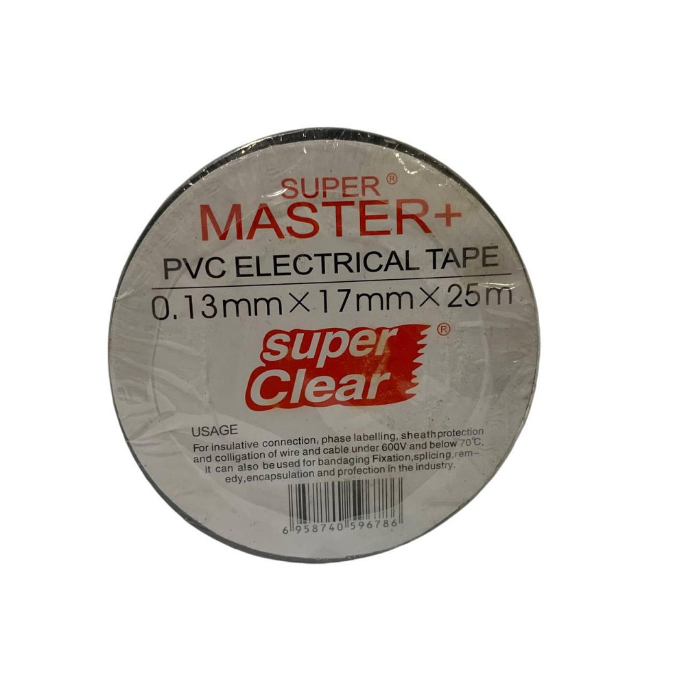 Изолента MASTER+ 0.13мм×17мм×25м — электроизоляционная лента ПВХ для монтажа, ремонта и изоляции проводов. Харьков - изображение 1