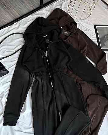 Женский теплый комбинезон на молнии с капюшоном из двухстороннего флиса Черный, 46/48 Одесса