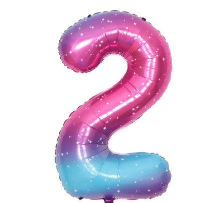 Кулька цифра 2 фольгована з принтом зірок 40 дюймів різнобарвний Київ - фото 2