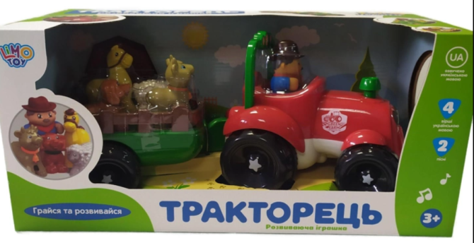 Трактор музичний Limo Toy з причепом звуки підсвічування 4 фігурки 36см Червоний (M 5572 UA) Чернигов - изображение 6