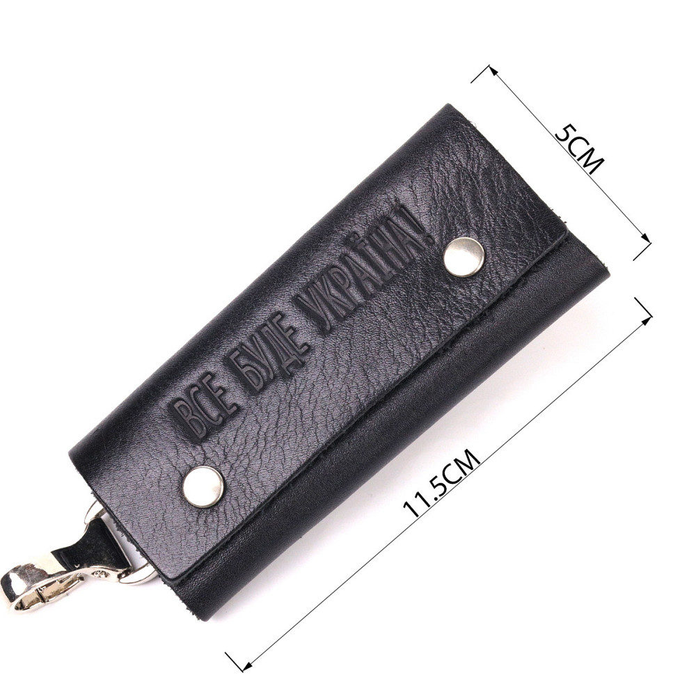 Зручна ключниця у глянцевій шкірі Україна GRANDE PELLE 16719 Чорна Київ - фото 8