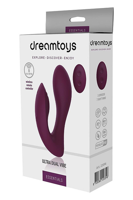 Вібратор подвійний стимуляцією з пультом керування Dream Toys Essentials Ultra Dual Vibe, фіолетовий Sex Aura Київ - фото 5