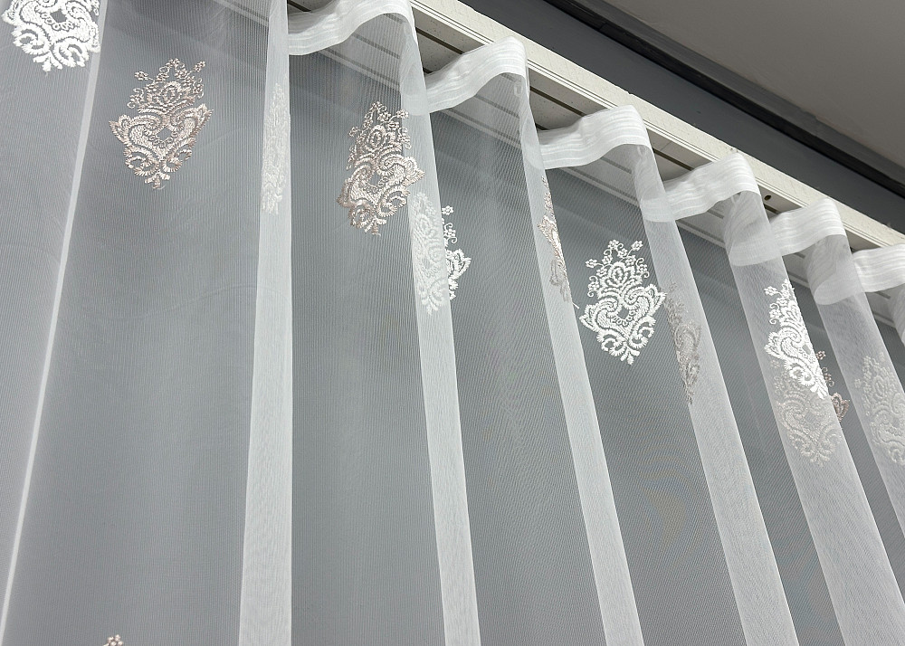 Тюль фатин с вышивкой и люрексом Цвет молочный с пудровым 1857т Киев - изображение 7