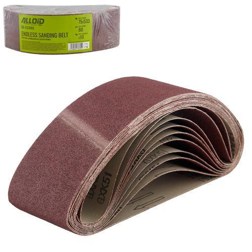 Стрічка шліфувальна нескінченна 75х533мм, зерно 80, 10шт Alloid Одесса - изображение 1