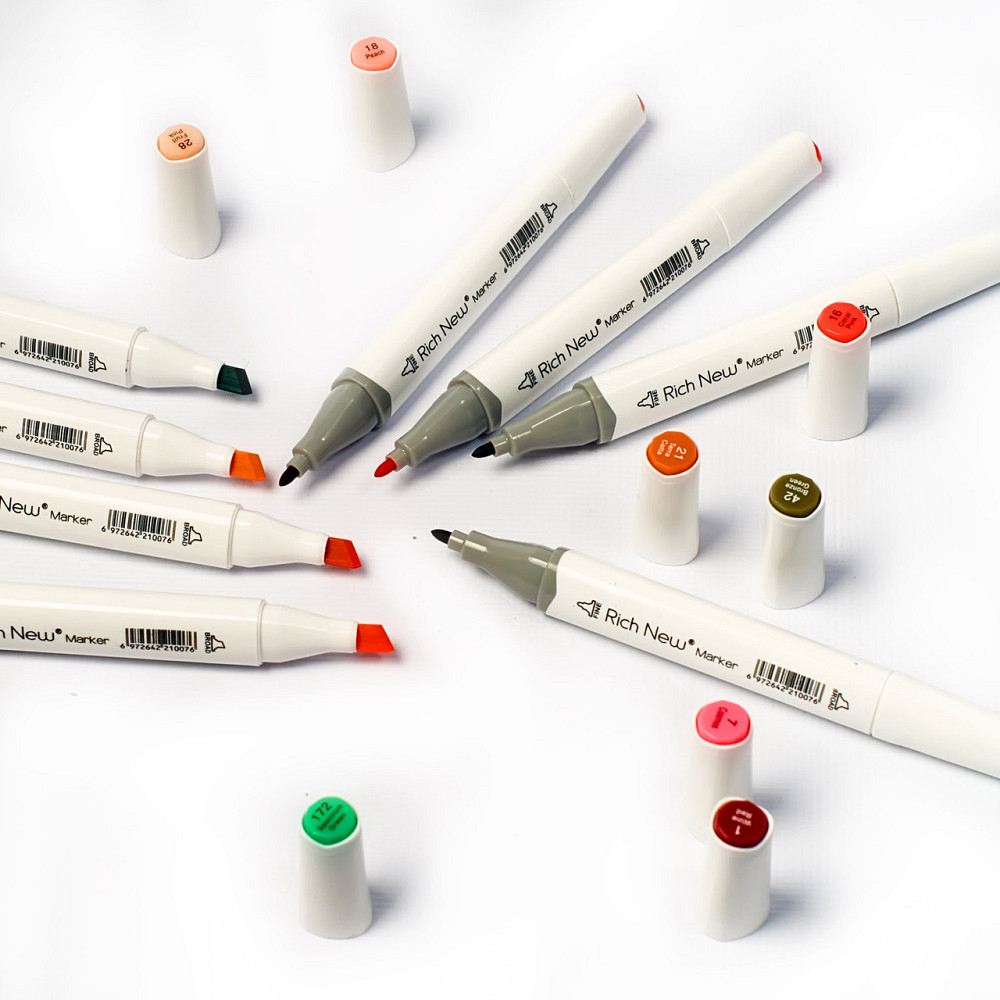Набір маркерів Rich New для малювання і скетчинга на спиртовій основі 24 кольори! Фломастери для художників Кам'янець-Подільський - фото 5