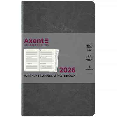 Еженедельник Axent датированный 2026 Partner City Soft 125х195, серый (8521-26-06-A) Винница
