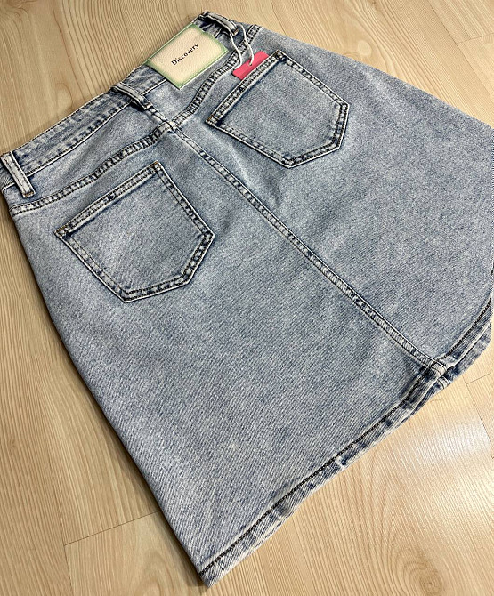 Юбка женская джинсовая Dragon 201 короткая разрез сбоку швы стрейчевая голубая, голубой, 25, 25, 70 см, 97 см Киев - изображение 14