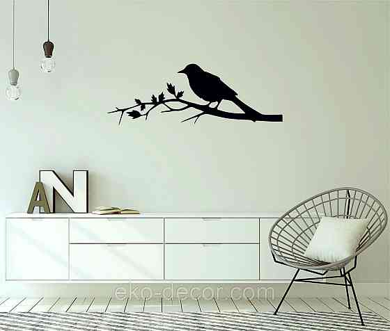 Декоративное настенное Панно «Птичка. Грач на ветке», Декор на стену Киев