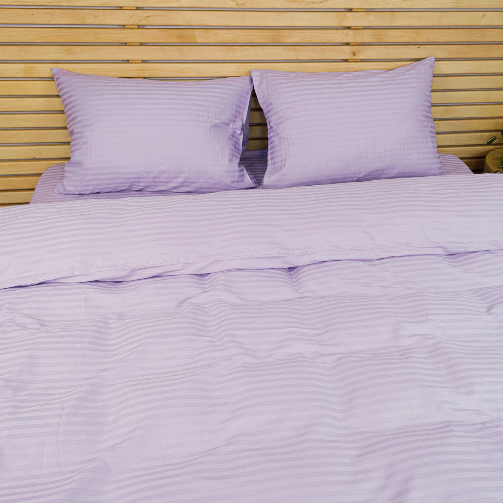 Постельное белье Страйп Сатин Полуторное 125 г/м2 YouStar (Лиловый) 2 х 50х70 Сумы - изображение 1