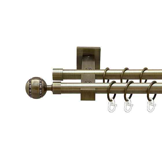 Карниз Orvit Аркадія металевий дворядний техно гладка труба кільце металеве Антик 19\19 мм 300 см (00-00026873) Львів