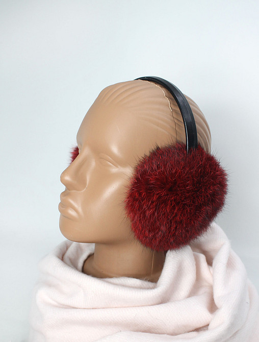 Навушники хутряні дитячі з кролика Темно-Червоний Харків - фото 1