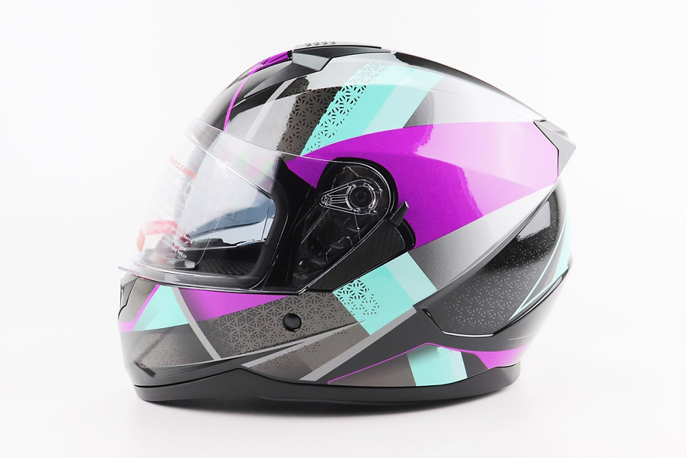 Шолом інтеграл, закритий (сертифікація DOT)+відкидні окуляри BLD-M67 М (57-58см), ЧОРНИЙ/ФІОЛЕТОВО-БІРЮЗОВИЙ Киев - изображение 3
