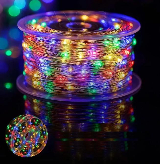Гірлянда світлодіодна Роса 100 м 800 Led від мережі на прозорому дроті + пульт ДК (Білий, золотий, синій, мульти) Вінниця - фото 2