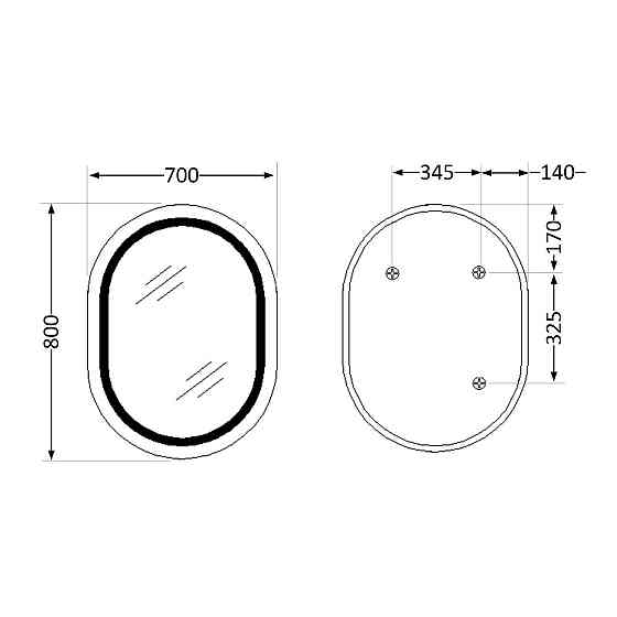 Дзеркало Qtap Gemini 800х700 з LED-підсвіткою Touch, з антизапотіванням, з димером, рев. темп. кольору (3000-6500K) Reverse Київ