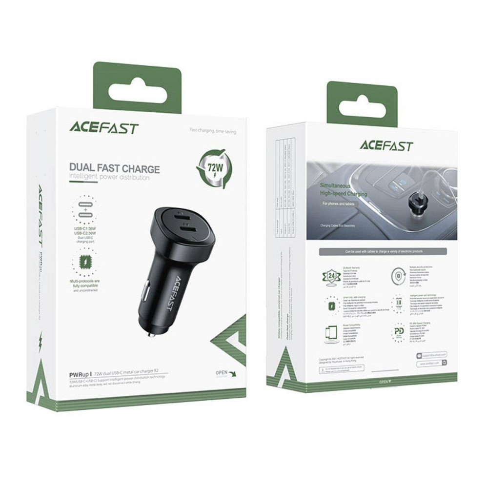 Автомобільний зарядний пристрій ACEFAST B2 72W dual USB-C metal AFB2B Одеса - фото 3