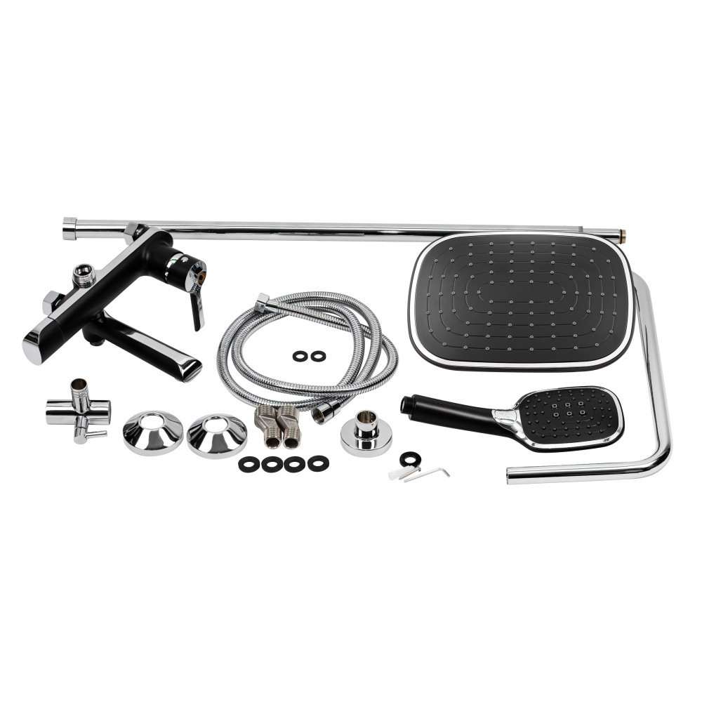 Душова система універсальна Qtap Grand на три споживачі (з виливом) QTGRABCR1004 Chrome/Black Київ - фото 12