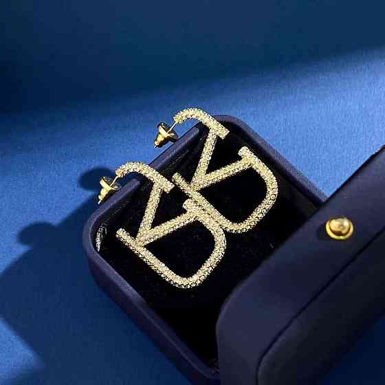 Брендовые серьги Валентино/Valentino, позолота Одесса