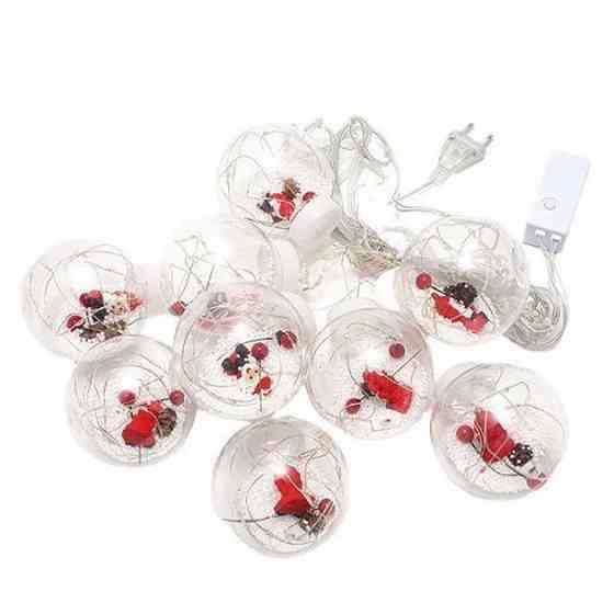 Новогодняя гирлянда штора шары Дед Мороз с наполнением 3.0м 10 шаров 200 LED Бахрома Киев