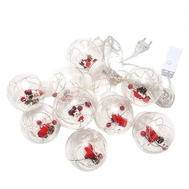 Новогодняя гирлянда штора шары Дед Мороз с наполнением 3.0м 10 шаров 200 LED Бахрома Киев - изображение 2