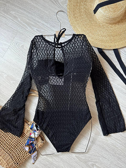 Закритий жіночий купальник із захистом від сонця Чорний, M Харків - фото 3