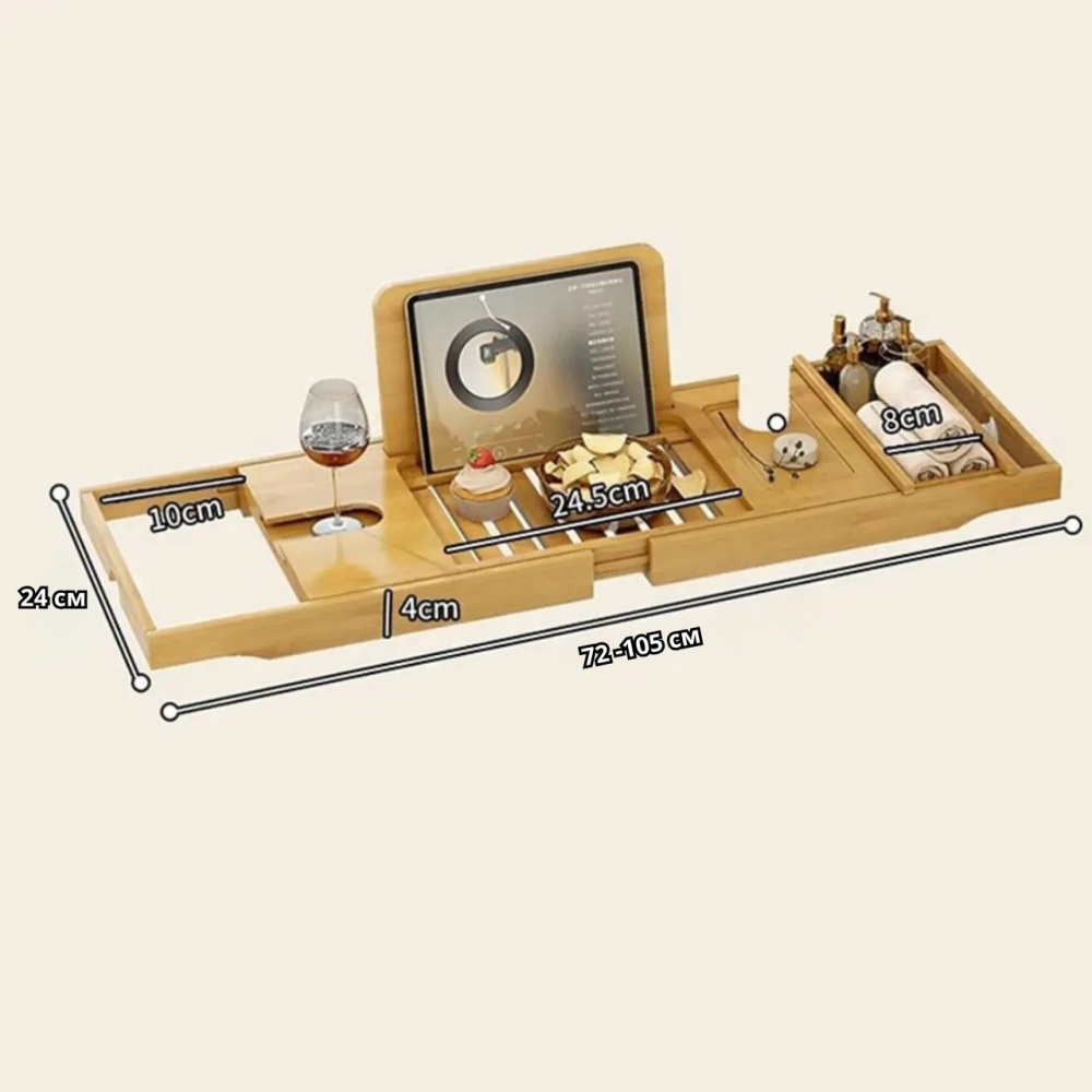 Полиця бамбукова висувна для ванної, довжина 72-105см, накладка на ванну з бамбука, Bamboo_2 Кам'янець-Подільський - фото 15