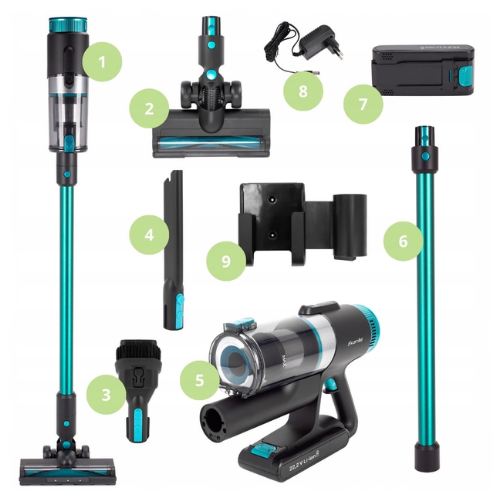 Пилосос бездротовий 135W вертикальний 2в1 чорний/зелений 6901 KAMILLE Житомир - изображение 6