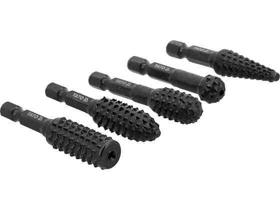 Набір фрез рашпільних різної форми по дереву YATO з 6-гран. шпінделем 1/4", Ø= 12 мм, 5 шт. [50] Одеса