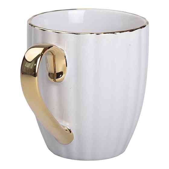 Чашка порцелянова із золотим обідком і золотою ручкою 420 (мл) кружка Сіра RX-N240629G Київ