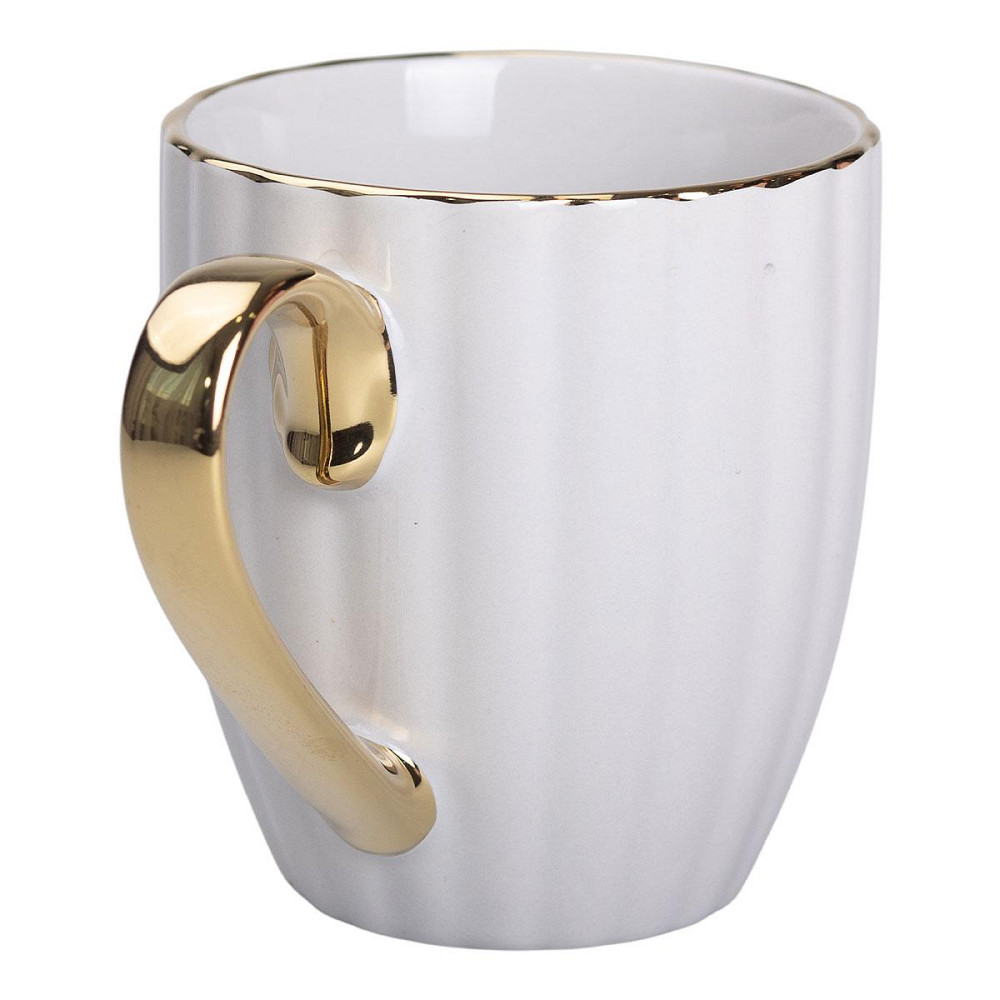 Чашка фарфоровая с золотым ободком и золотой ручкой 420 (мл) кружка Серая RX-N240629G Киев - изображение 2