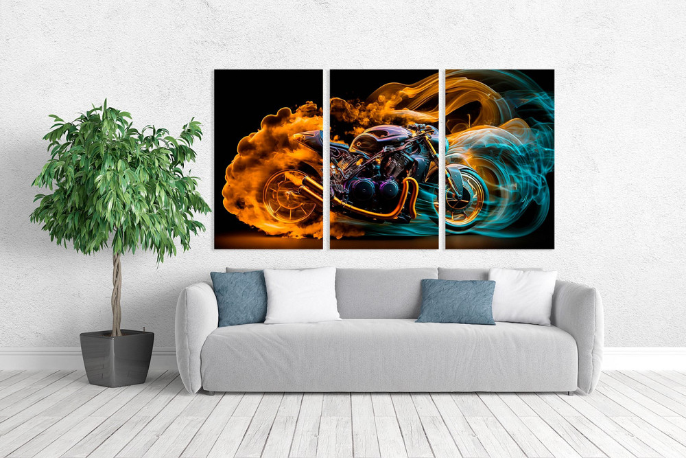 Модульна картина у вітальню/ спальню    Мотоцикл      ART-097_3A 100х150 см Київ - фото 2