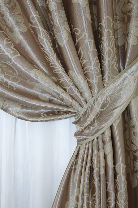 Комплект готових штор VR-Textil Блекаут-софт Корона № 1280ш(А) Карамельний з бежевим 100х270 см 2шт (31-589) Київ - фото 5