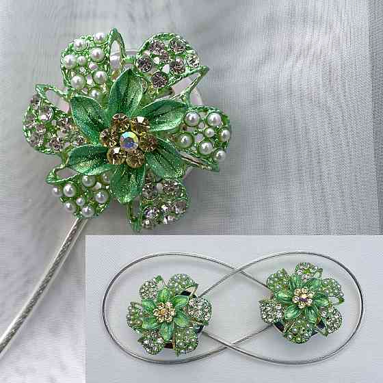 Магніти для штор та гардин "Flowers" набір 2 шт М'ятний (81-234) Київ