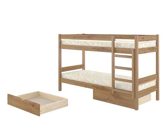 Двухъярусная детская кровать Mebigrand Атланта Мини Орех светлый 90х200 см с ящиками (DMBG-2452) Днепр