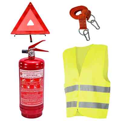 Набір техдопомоги Poputchik з вогнегасником ВП-1 "Аварійний" (ВП-1+Знак+Трос+Жилет) (33-018-IS) Вінниця