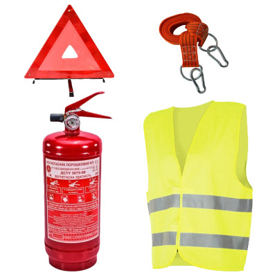 Набір техдопомоги Poputchik з вогнегасником ВП-1 "Аварійний" (ВП-1+Знак+Трос+Жилет) (33-018-IS) Вінниця - фото 1