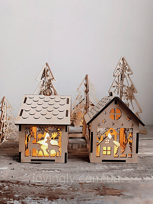 Набор подвесок домков с LED свечами 13см. Ирпень - изображение 6