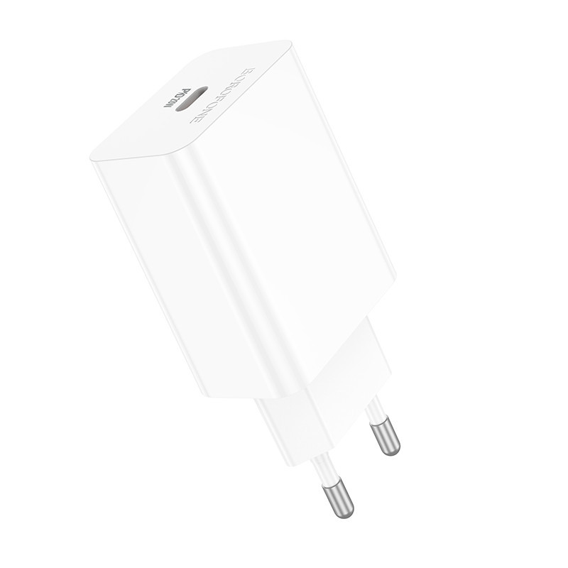 Мережевий зарядний пристрій BOROFONE BA21A Pro Long journey single port PD20W charger White Одеса - фото 4